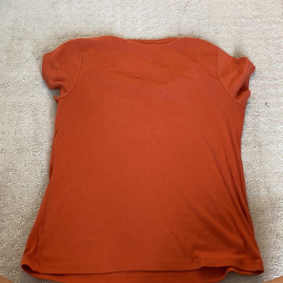 Orange Cotton Casual Shirt with Neckline - Picture 3 of 3